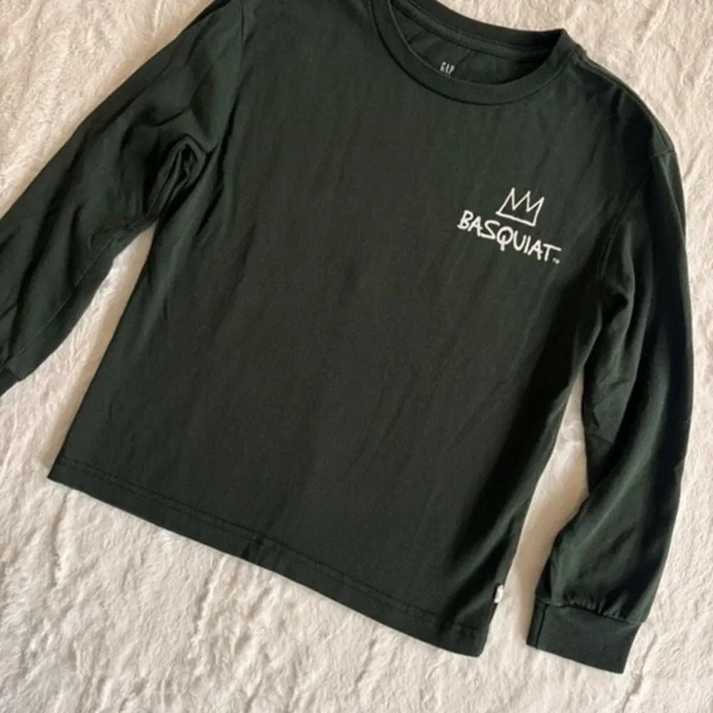 Gap Kids Basquiat Graphic Long Sleeve T-Shirt Green Size 6/7